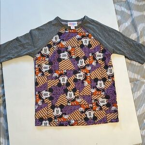 Gray and Purple Long Sleeve Cartoon Tee